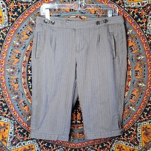 a.n.a Brown Pinstripe Newsboy Style Capri Dress Pants Womens Petite Size 8P